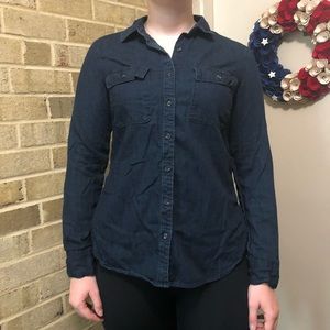 Dark Blue Denim Button Down Shirt